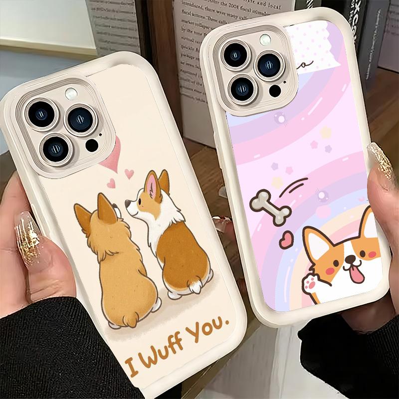 Чехол для телефона iPhone 17 Air 16E 15 16 Pro Max Корги Собака Милый Чехол 14 Plus 13 12 Mini Мягкий Силиконовый Fundas