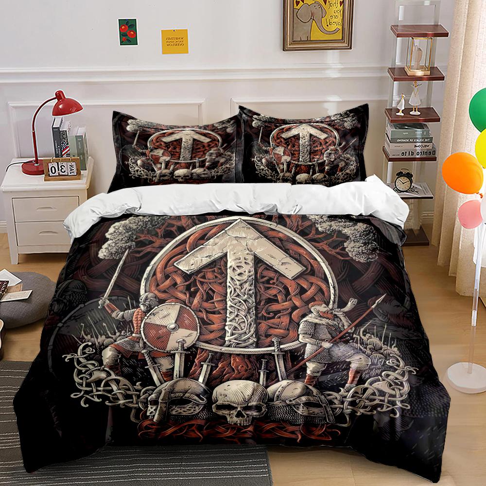 Viking Warrior Nordic Design Bedding Set Bedding set (1 duvet cover, 2 pillowcases, duvet not included)