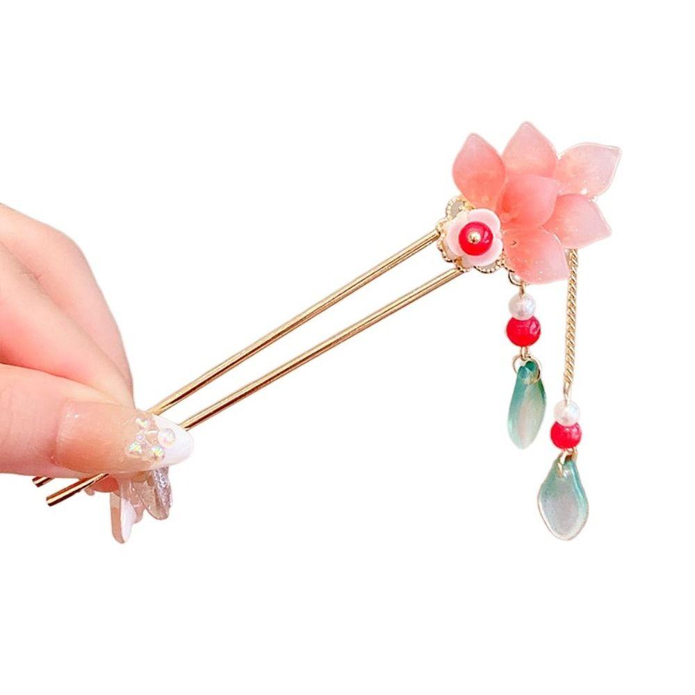 Ancient Style Antique Fringe Hairpin Classic Pendant Hair Stick Peach Blossom Hairpin  Girls