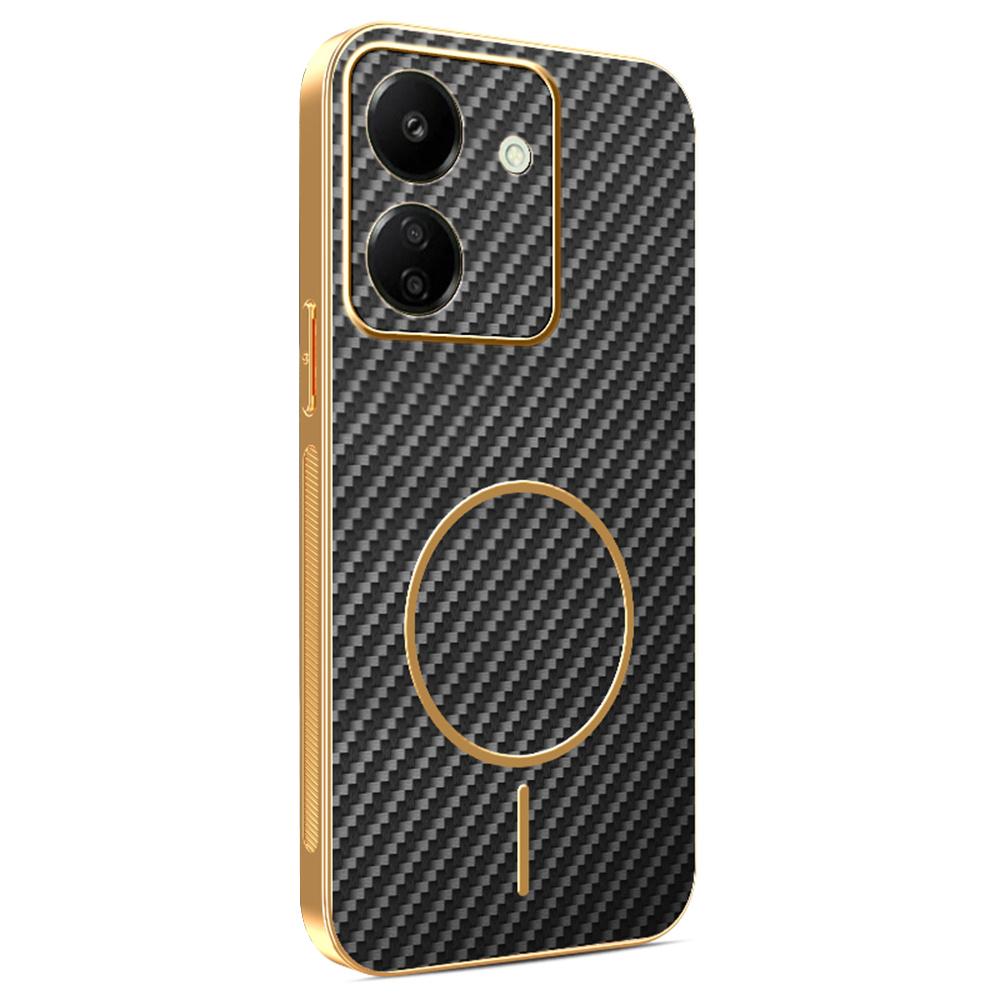 For Xiaomi Redmi 13C 4G/Poco C65 4G Phone Case Carbon Fiber Textured Electroplated TPU Back Cover
