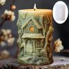 Magic House Relief Cylinder Candle Silicone Mold Halloween Gift Magic Elf Castle Cylinder Resin Mould Devil House Gypsum Molds