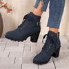 New Women's Boots, Round Toe Shoes, Thick Heels, Side Zipper Short Boots, Women's Shoes