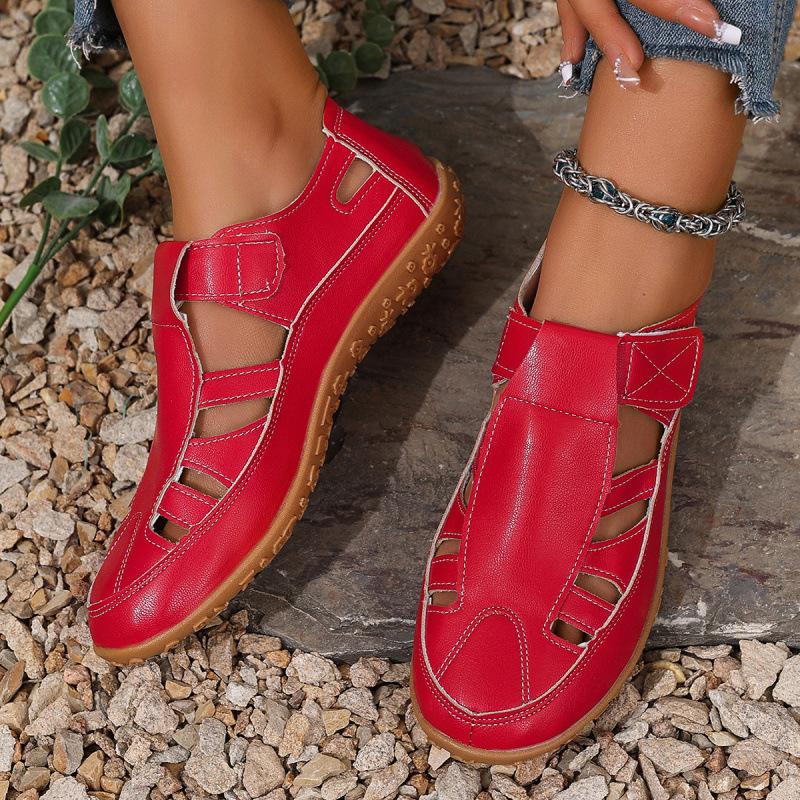 Босоножки большого размера женские летние новые на липучке повседневные туфли удобная мягкая подошва низкий верх материнские балетки спортивные сандалии