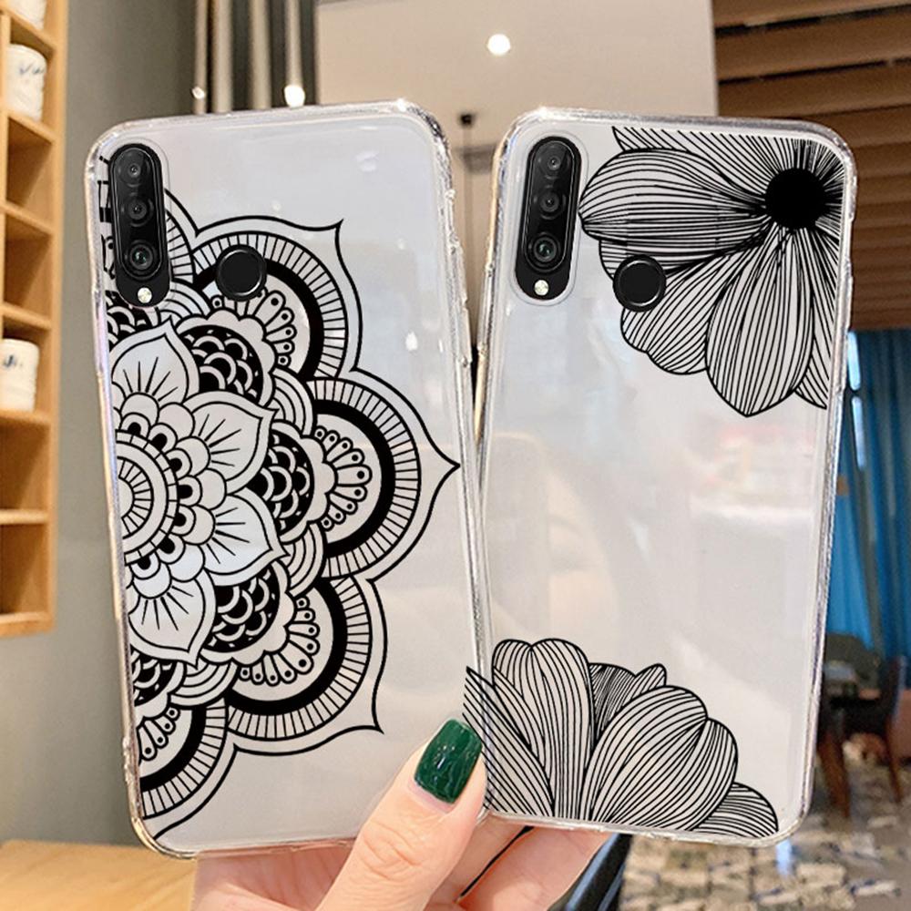 Цветочный Романтический Кружевной Узор Чехол для Телефона Для Huawei P30 P20 Lite Mate 20 Y6 Y7 P Smart 2019 Honor 20 50 Прозрачный Чехол