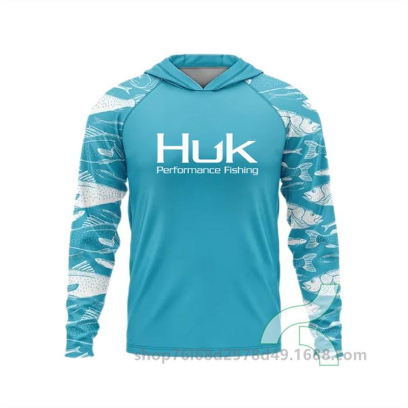 Mens UPF 50 Quick-Dry Fishing Hoodie Long Sleeve Sun Protection Shirt Sea Outdoor Activities