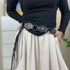 Retro Style Women Belt Exaggerated Rhombus Metal Buckle Faux Leather Wide Eyelet Belt Pants Accessories