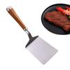 Stainless Steel Square Head Steak Cooking Spatula Pizza Shovel Pancake Beef Turner Scraper Wood Handle BBQ Utensils for Kitchen