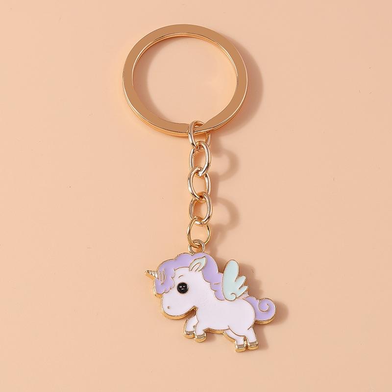 Cute Enamel Unicorn Keychain Horse Key Ring Women Girls Handbag Pendant DIY Jewelry Gift Accessories