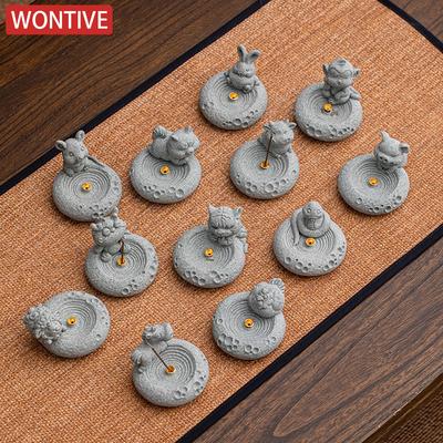 Зеленый песчаник Милый кот Подставка для благовоний Милый кролик Аромалампа Дзен Водный фонтан Украшение Распределитель запаха Для чайной церемонии