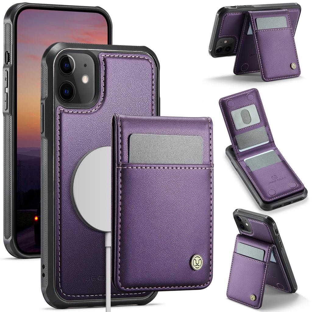 Кожаная задняя крышка для iPhone 11, совместимая с MagSafe, чехол для телефона JEEHOOD J06 с карманом для карт и RFID-блокировкой