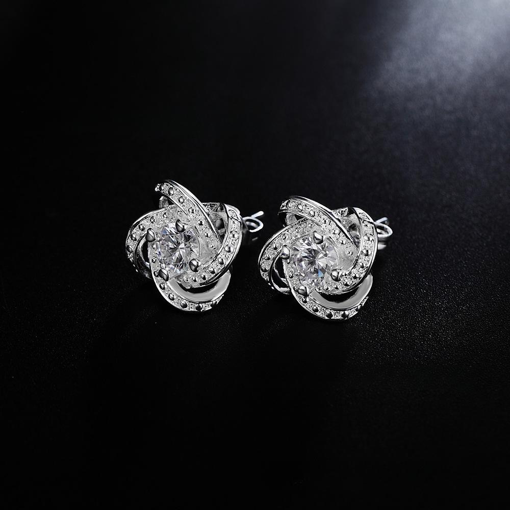 Silver Plated Earrings S925 Silver Earrings Zircon Ball Women's Earrings Charm Jewelry Wedding