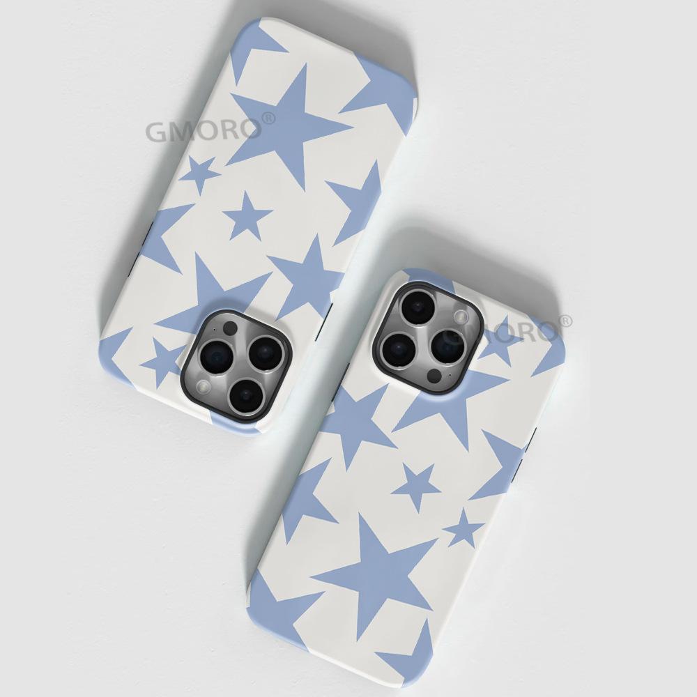 Blue pentagram art simple magnetic attraction advanced sense iPhone16 Apple 15promax film mobile phone case 17