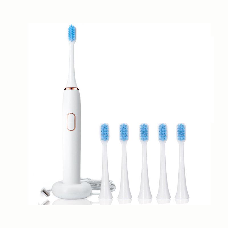 Sonic Electric Toothbrush Rechargeable with 6 Brush Heads and Travel Case 5 Modes Deep Cleaning Dental Cleaner
