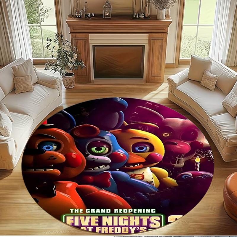 Five Nights at Freddy's Print Round Rug, Washable Floor Carpet, For Entryway Dorm Laundry Room Office Study, Home Decor Birthday Christmas Gift