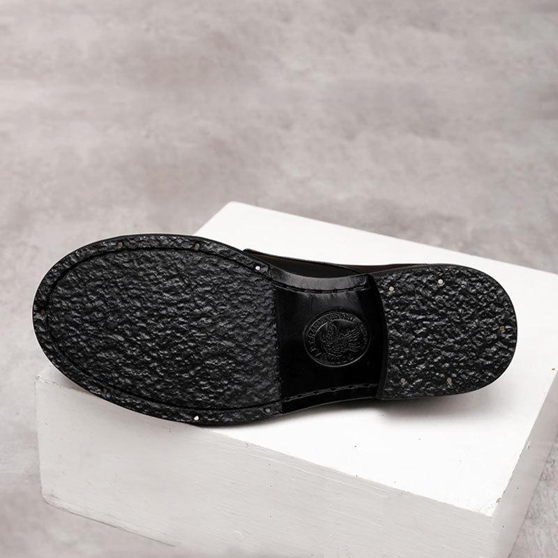 Деловые повседневные кожаные туфли с большой головой, мужские кожаные туфли в стиле ретро с гравировкой Goodyear British Wedding