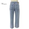 Широкие джинсы для женщин, эластичные джинсовые брюки с высокой талией и карманами, повседневные прямые джинсовые брюки