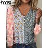Women's Fashion Casual Spring Fall Long Sleeve V-Neck Blouses & Shirts