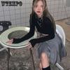 Футболки с длинным рукавом, женские укороченные топы с повязками, Harajuku Ulzzang, уличные весенние повседневные тонкие рубашки для девочек