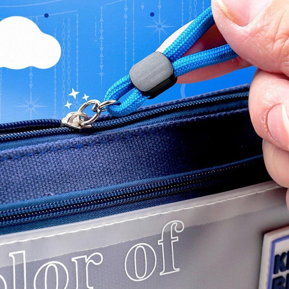 Blue Series Pencil Case Double Zip Pen Pouch Case Practical Storage Bag Student Boys