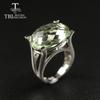 Green Amethyst Ring Natural Gemstone with 925 Sterling Silver Simple Fashion Design Fine Jewelry for Woman