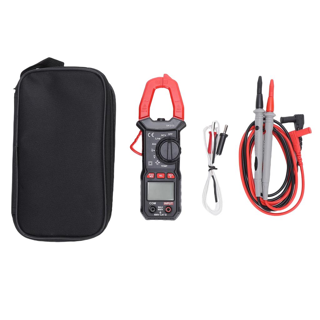 SK213 Digital Clamp Meter Multimeter 6000 Counts AC DC Current Voltage Resistance, Capacitance, Temp, NCV, Diodes,