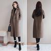 Women Jacket Turn-down Collar Pockets Solid Color Double-breasted Loose Fit Overcoat Thermal Long Sleeved Commuting Dating Spring Fall Winter Coat