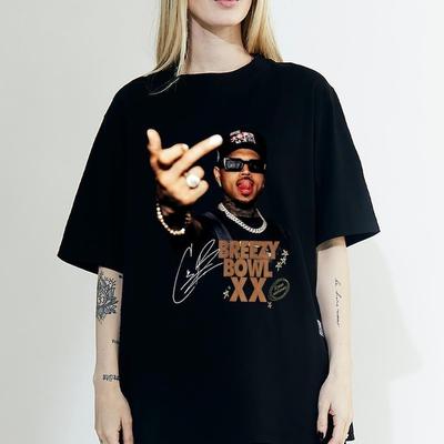 Футболка с средним пальцем Криса Брауна Винтажная футболка Криса Брауна Breezy Bowl XX Унисекс