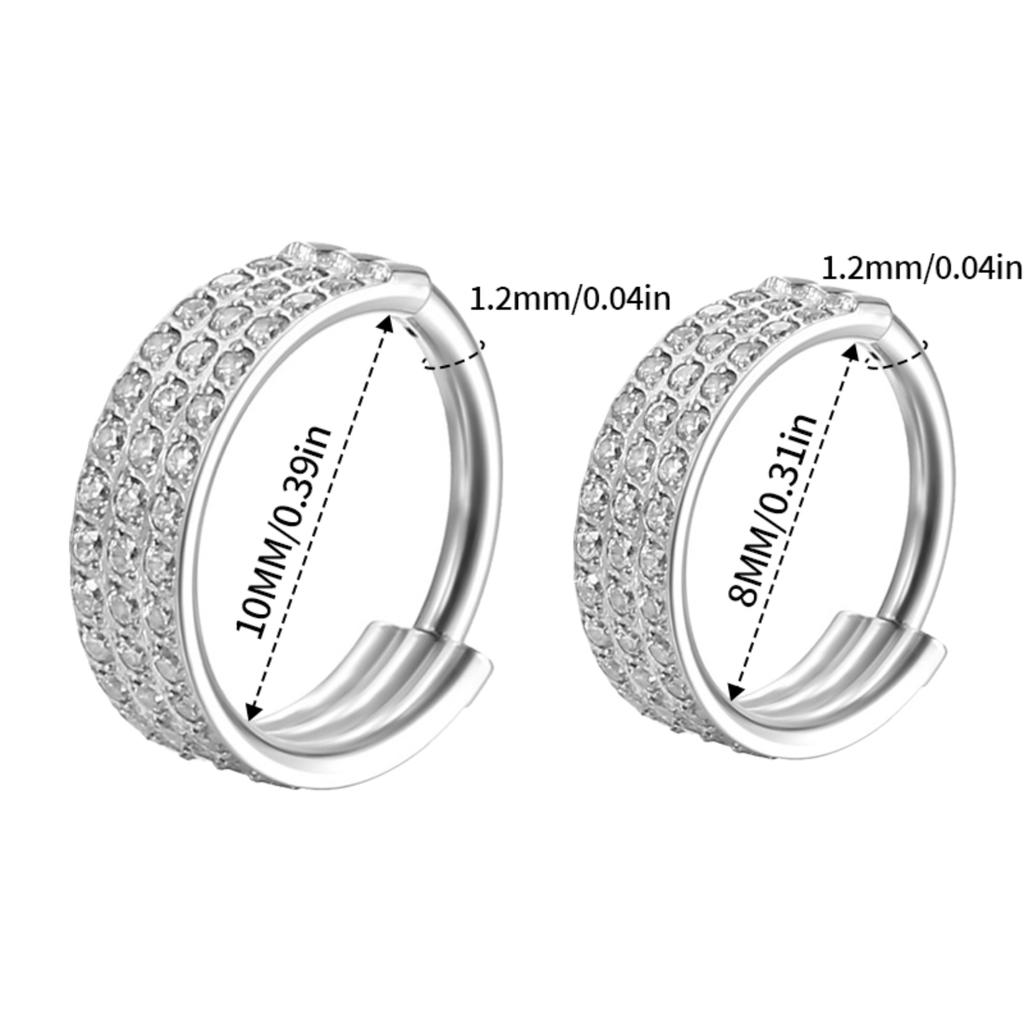 Пирсинг из нержавеющей стали, кольца-сегменты на петлях, кольца для носа с камнями CZ, серьги для пирсинга хряща уха, трагуса, хеликса, украшения для тела