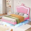 Crown Shape Children Bed with Headboard LED Light Heavy Duty Strong Carrying Capacity Girl Single Bed Bedroom Furniture
