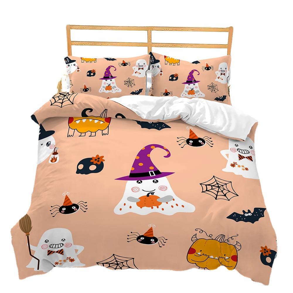 Halloween Pumpkin Ghost Three-Piece 3D Digital Printing Four-Piece Quilt Cover