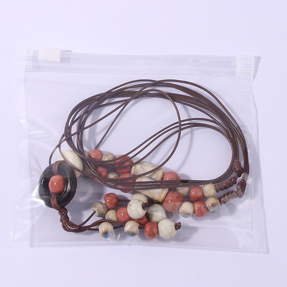 Ancient Ceramic Beads Sweater Chain Tassel Pendant Long Necklace Jewelry Gift
