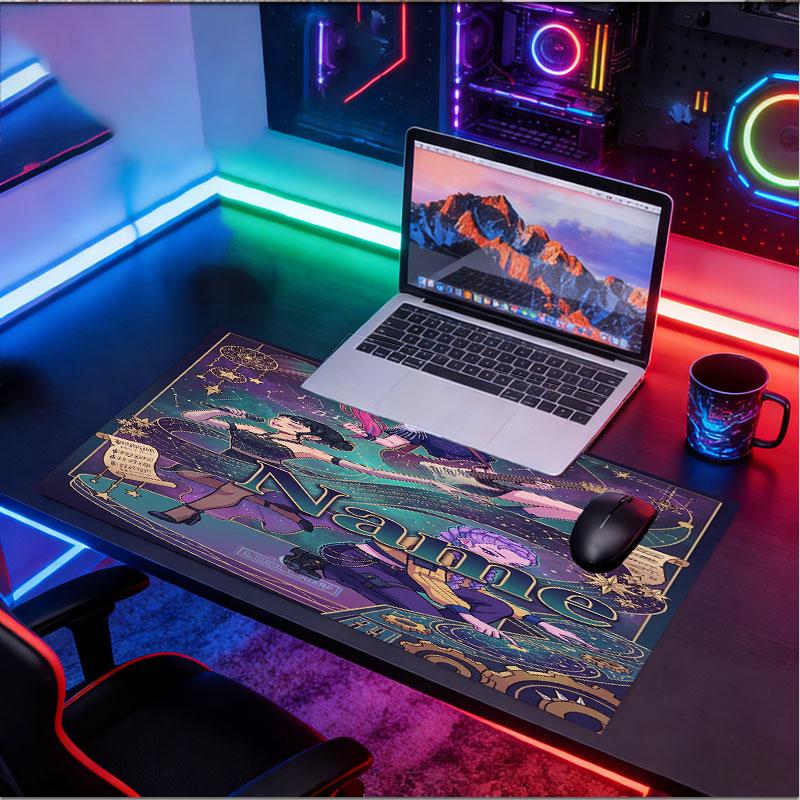 Custom Name Personalized Kpop Demon Hunter Pattern Mousepad, Laptop PC Desk Mat, Decorative Desk Mat for Home Keyboard Pad Gift