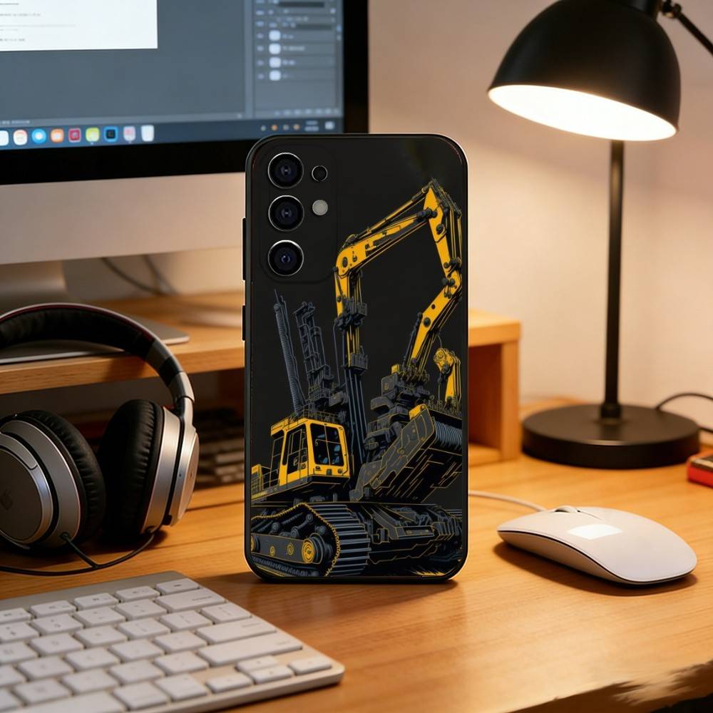 Classic excavator Phone Case For Samsung S25,S24,S21,S22,S23,S30,Ultra,S20,Plus,Fe,Soft Silicone Black Cover