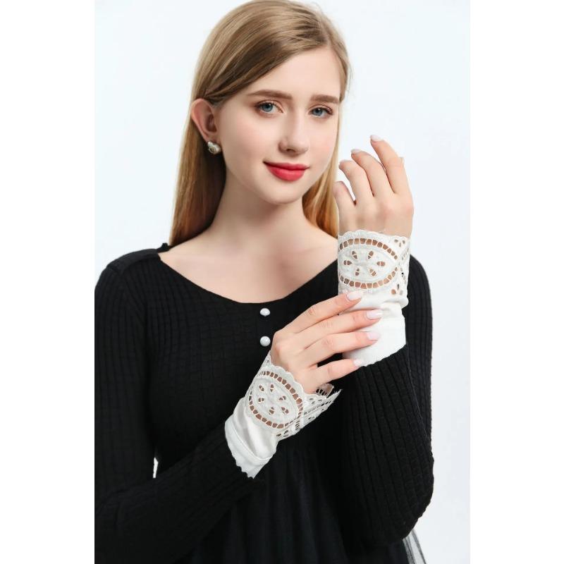 New Autumn Detachable Fake Sleeves for Womens Sweater Wrist Pleater Fake Cuff Decorative Sleeves Lace Ruffles Sleeve Cuff