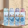 1PC Whale Ocean Cartoon Animal Print 750ml Color Plastic Sports Water Bottle Leakproof Flip Straw Lid Suitable for Sports Office Home Use