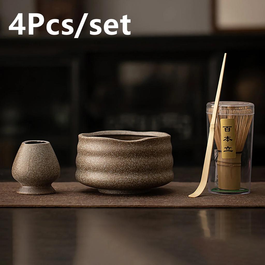 Набор для приготовления японского матча из 4 предметов: бамбуковый венчик, чайная ложка, кисточка, чайная ложка-кильн. Набор чайных инструментов. Для приготовления чая в помещении.