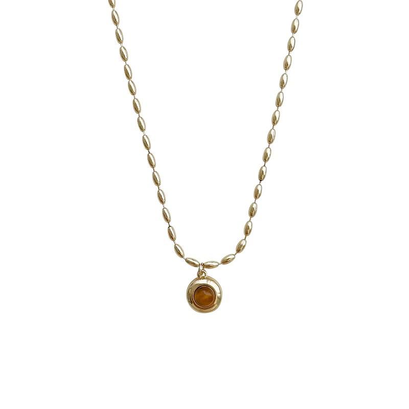 Женское ожерелье-чокер высокого класса в французском ретро-стиле с тигровым глазом - Универсальная цепочка для свитера в стиле легкой роскоши