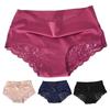 Женские трусы средней талии с кружевной отделкой, закрывающие ягодицы, бесшовные однотонные эластичные трусики
