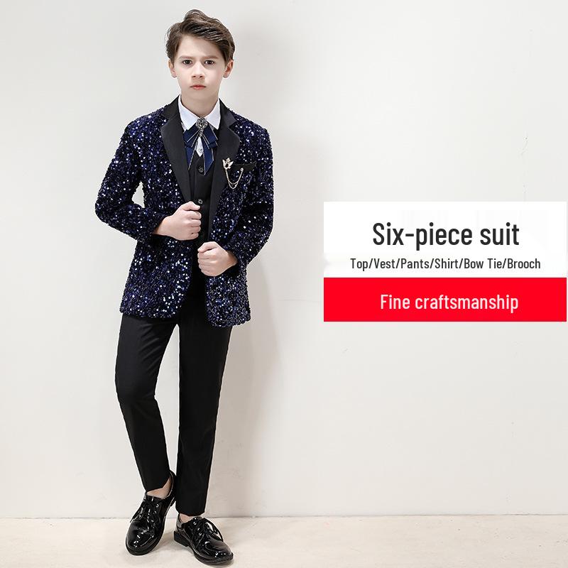 Красивый мальчишеский смокинг: Комплект с пайетками для выступлений и подиумов