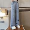 Children Jeans Girls Wide-leg Pants Kids LooseTrousers Baby Straight Denim Pants Spring Autumn