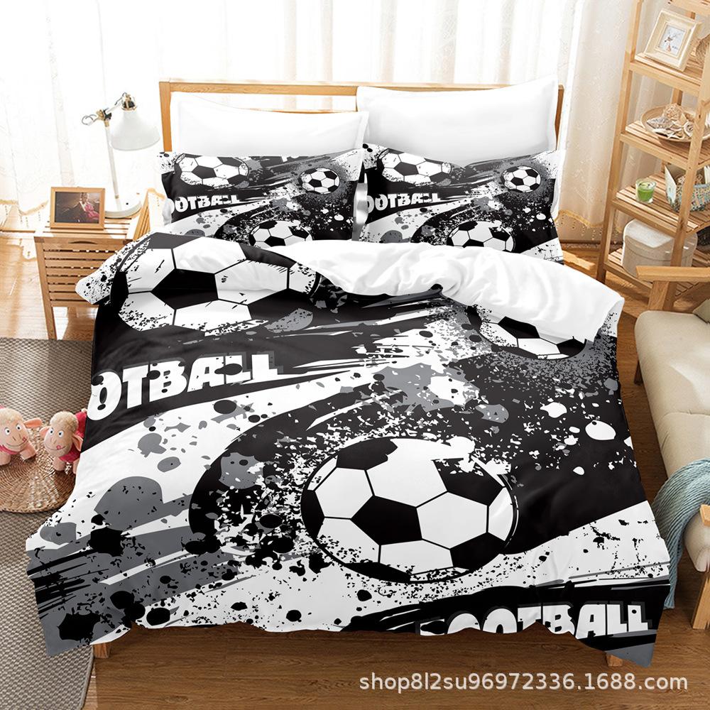 Комплект постельного белья 3D Football Series, спортивный пододеяльник и наволочка, 2/3 предмета, подходят для домашнего украшения комнат футбольных фанатов мальчиков