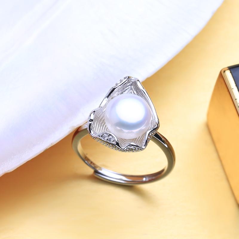 LSOOYH Shell Design Natural Freshwater Pearl Earrings Ring CZ Cubic Zirconia Necklace Jewelry Sets