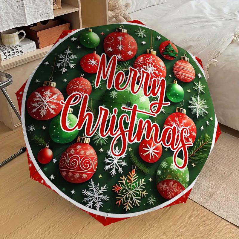 1pc Christmas ornaments background Umbrella with Plastic Handle,Suitable for All Seasons Home Travel Outdoor UmbrellaDD249