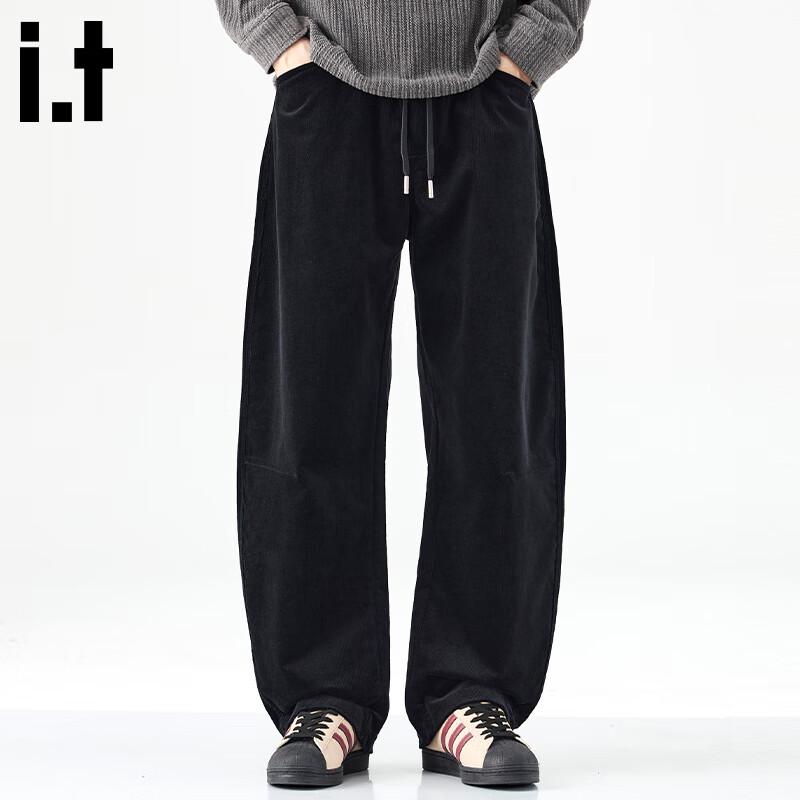 CHOCOOLATE Men's Corduroy Loose Fit Curved Leg Casual Pants