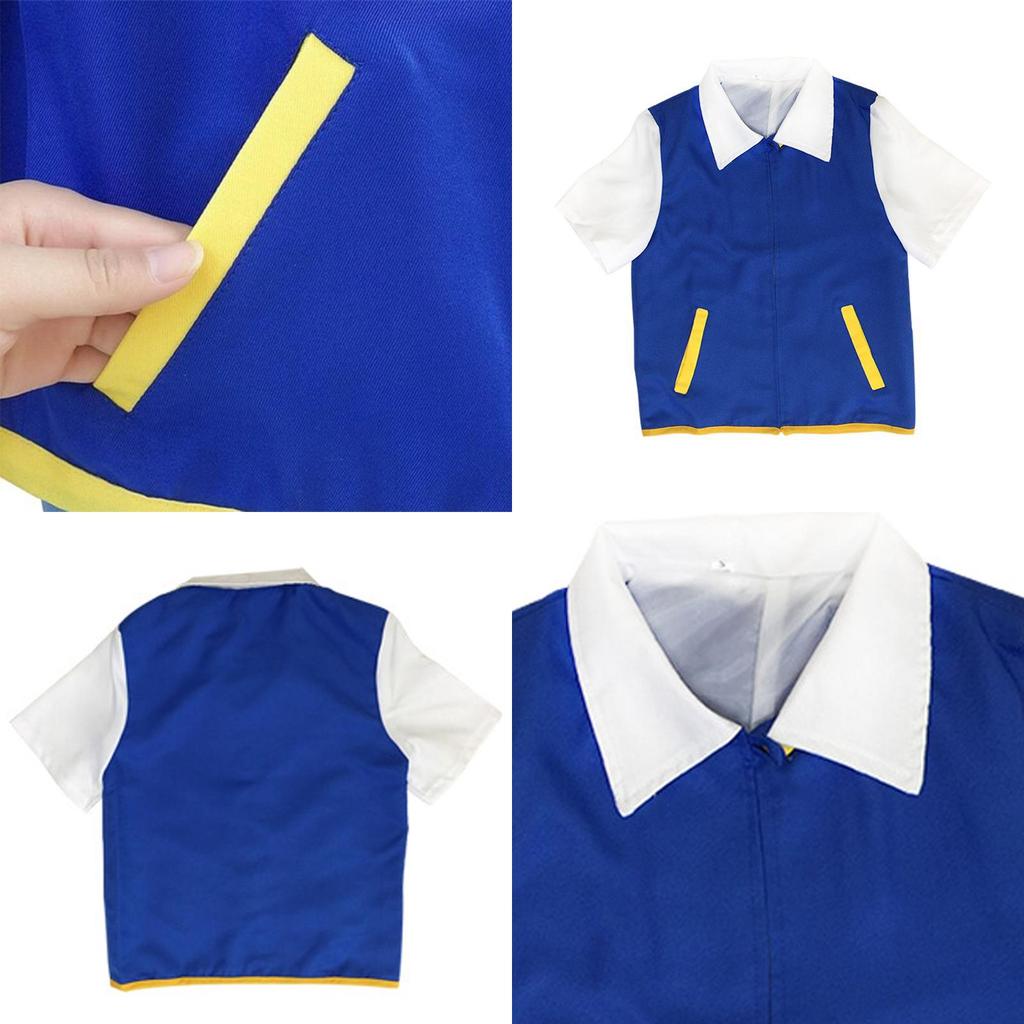 Костюм для косплея Покемон Эш Кетчум Полный комплект Взрослый Куртка Перчатки Шляпа Хэллоуин Высококачественный Эластичный Мягкий Полиэстер