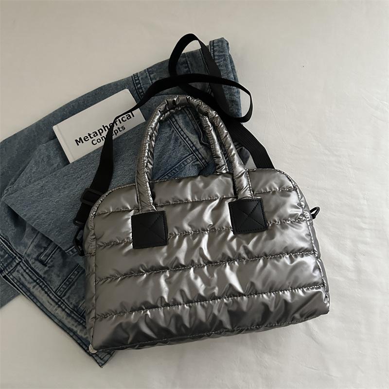 Хлопковая сумка женская осенне-зимняя новая модная уличная большая вместимость сумка через плечо ручная сумка ткань куртки-пуховика сумка-бостон