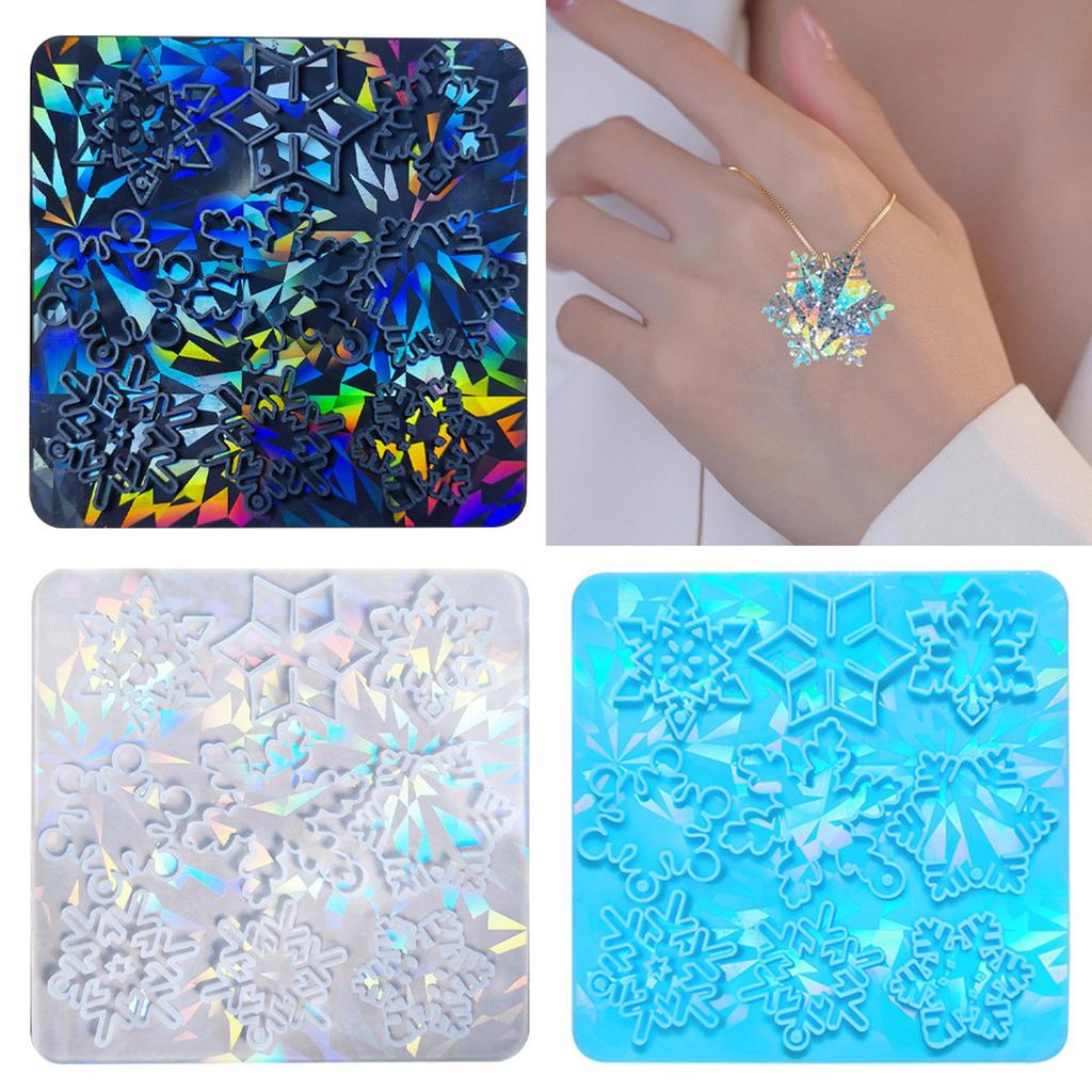 Rainbow Effects Snowflake Pendants Silicone Mold Holographic Christmas Decoration Snowflake Charm Resin Molds DIY Craft