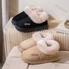 Fashion Women's Slippers 2025 Winter New Comfortable Non Slip Platform Sweat Absorbin Warm Cold Resistant Bag Heel Plush Cotton Shoes