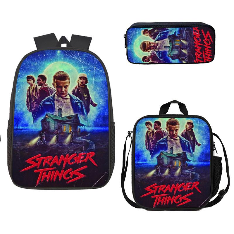 Школьная сумка, Пенал, Сумка для еды Stranger Things, Карта Z, Трехсекционный рюкзак большой емкости, Цветной