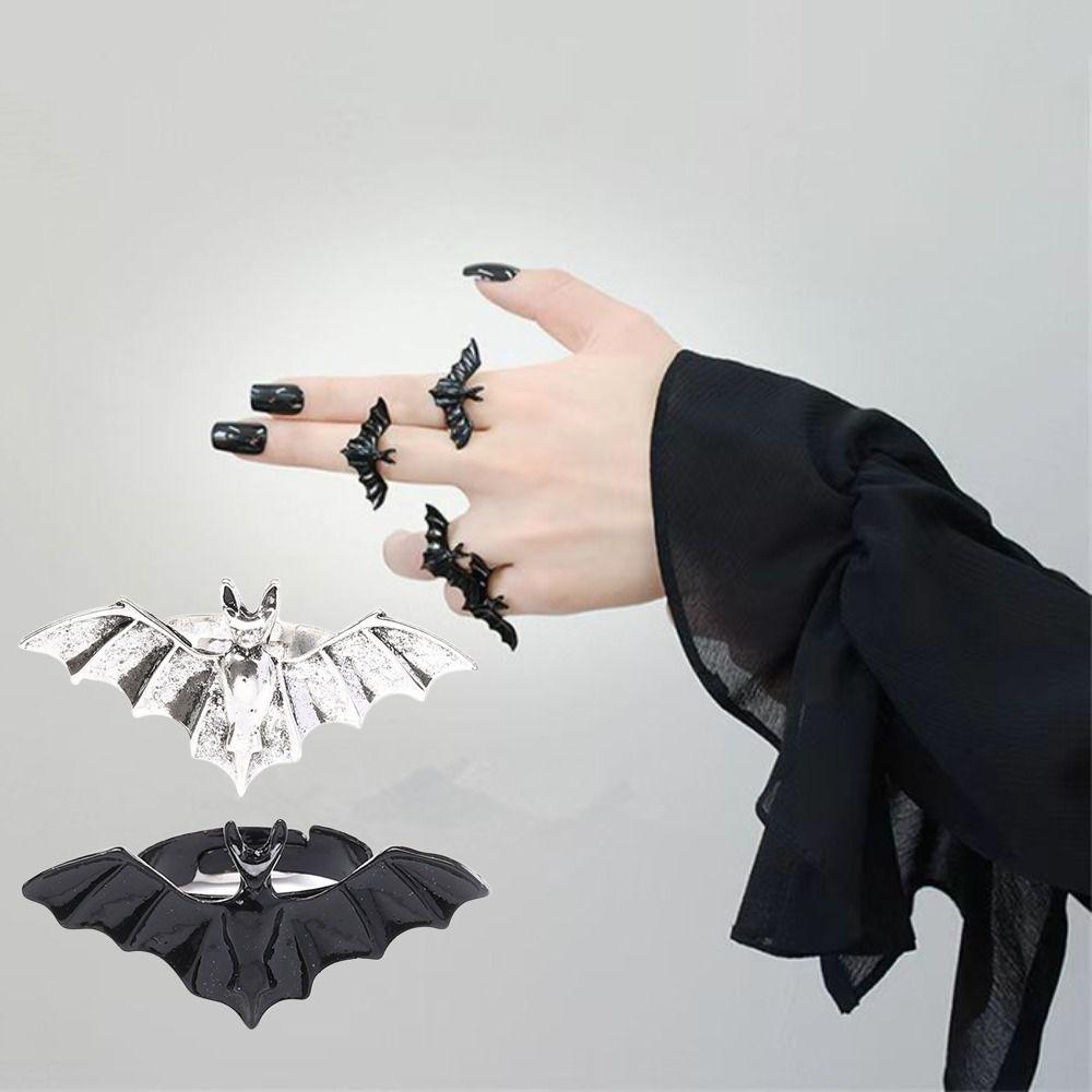 Dark Fashion Spider Web Heart Ring Shiny Rhinestone Halloween Opening Ring  Festival Style